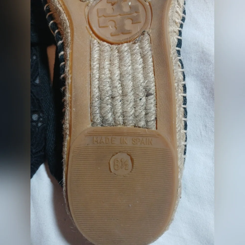 Tory Burch Jackie Womens Slip On Shoes Lace Floral Print Black Size 8.5